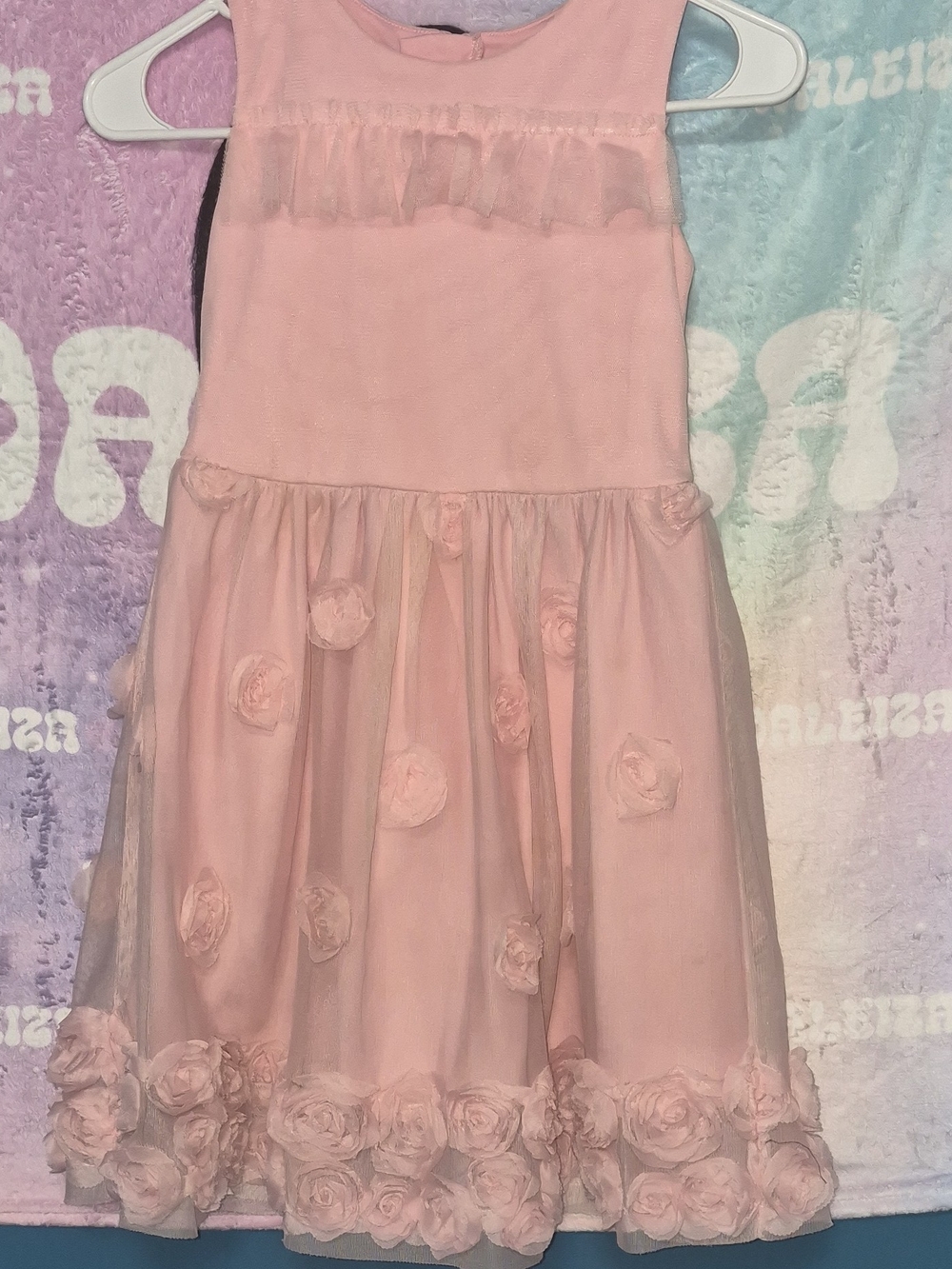 Place Pink Floral Rosette Tulle Party Dress
